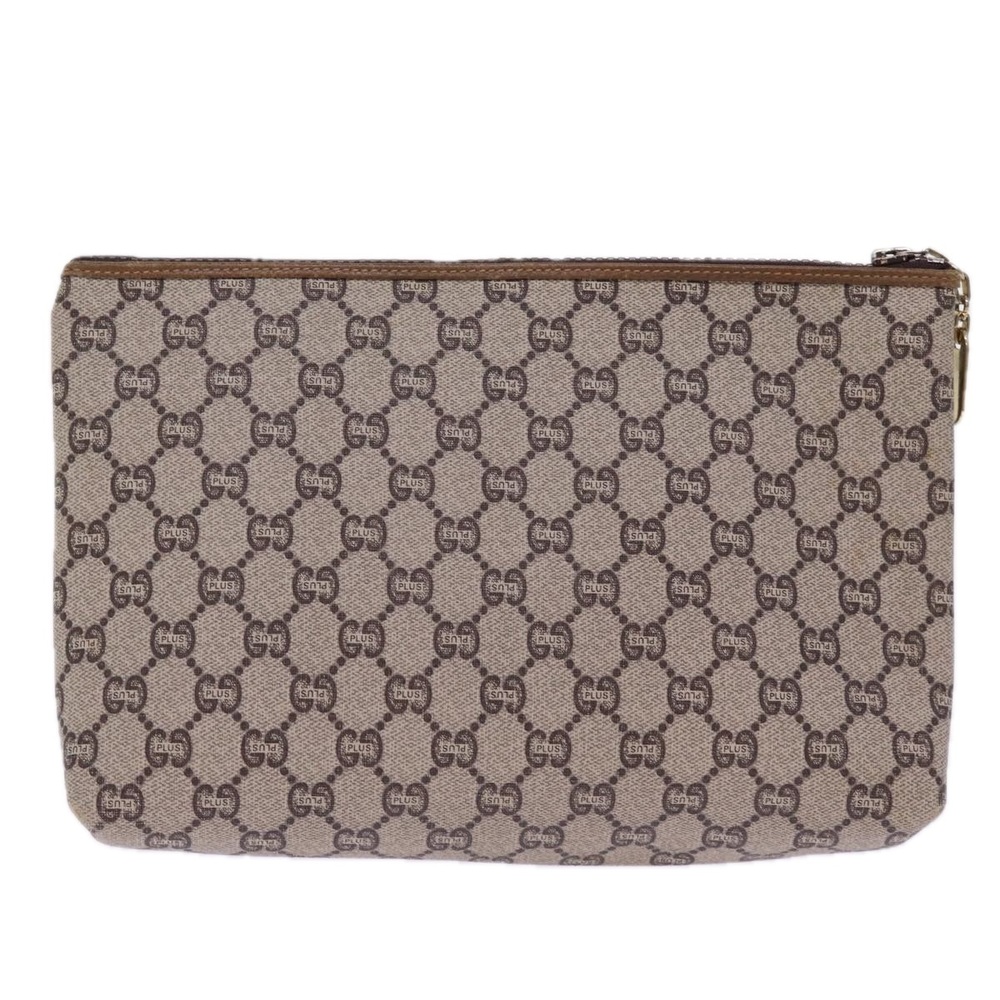 GUCCI GG Plus Supreme Clutch Bag PVC Beige Auth 78609 - Picture 3 of 16